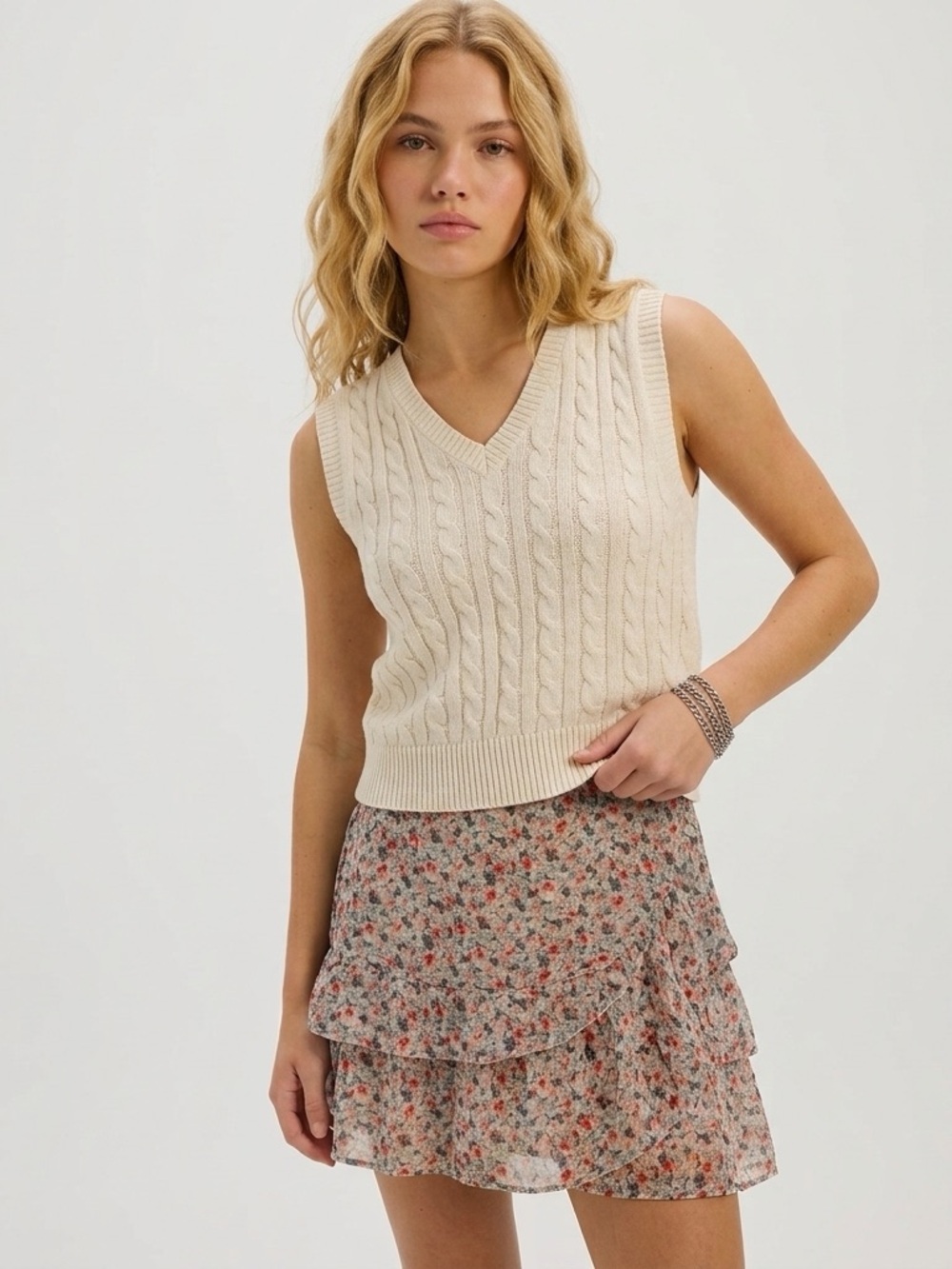 Abercrombie & Fitch Floral Ruffle Tiered Mini Skirt